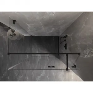 MEXEN/S - Lunar T sprchovací kút dvere krídlové pravá 135 x 80, transparent, čierna 834T-135-080-70-00-P