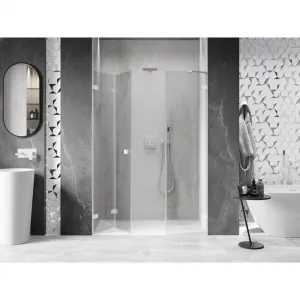 MEXEN/S - Lunar-F skladacie sprchové dvere ľavé 125, transparent, biela 836S-125-050-20-00-L
