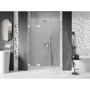 MEXEN/S - Lunar-F skladacie sprchové dvere ľavé 125, transparent, biela 836S-125-050-20-00-L
