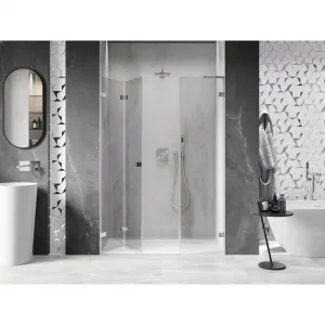 MEXEN/S - Lunar-F L skladacie sprchové dvere ľavé 125, transparent, chróm 836SL-125-050-01-00-L