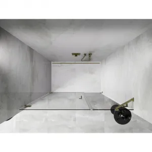 MEXEN/S - Lunar-B sprchové dvere krídlové ľavé 145, transparent, zlatá kartáčovaná 832S-145-050-55-00-L