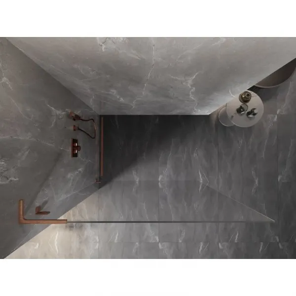 MEXEN/S - Lunar L Sprchová zástena WALK-IN ľavá 90 x 200, transparent 8 mm, meď kartáčovaná 830L-090-000-65-00-L
