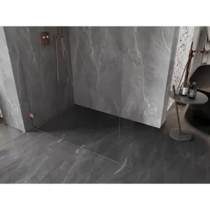 MEXEN/S - Lunar L Sprchová zástena WALK-IN ľavá 90 x 200, transparent 8 mm, meď kartáčovaná 830L-090-000-65-00-L