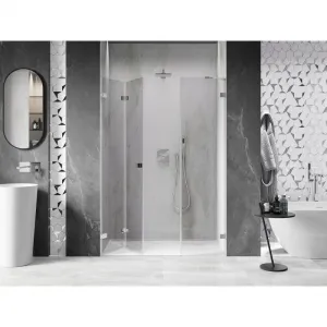 MEXEN/S - Lunar-F skladacie sprchové dvere ľavé 145, transparent, chróm 836S-145-050-01-00-L