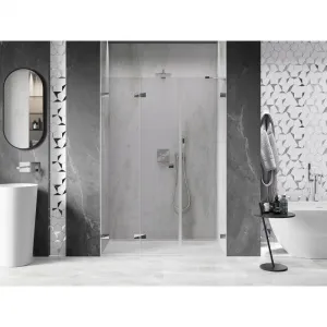 MEXEN/S - Lunar-F skladacie sprchové dvere ľavé 145, transparent, chróm 836S-145-050-01-00-L