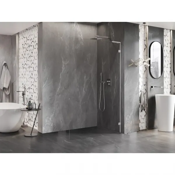 MEXEN/S - Lunar L Sprchová zástena WALK-IN pravá 90 x 200, transparent 8 mm, chróm 830L-090-000-01-00-P