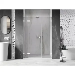 MEXEN/S - Lunar sprchové dvere krídlové ľavé 150, transparent, biela 834S-150-050-20-00-L