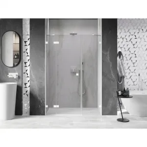 MEXEN/S - Lunar sprchové dvere krídlové ľavé 150, transparent, biela 834S-150-050-20-00-L