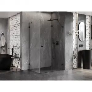 MEXEN/S - Lunar-F sprchovací kút skladacie dvere pravá 95 x 80, transparent, čierna 836-095-080-70-00-P