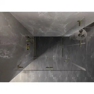 MEXEN/S - Lunar-F Duo sprchovací kút skladacie dvere 100 x 70, transparent, zlato kefovaná 836-100L-070P-55-00