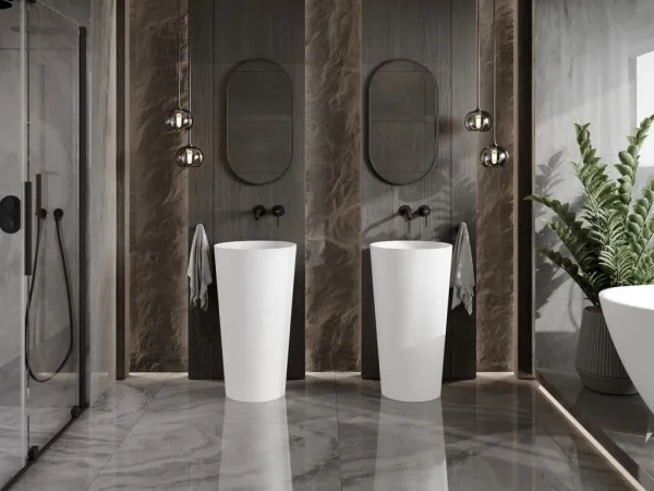 MEXEN - Onyx-01 Voľne stojace umývadlo z liateho mramoru 45 x 45, biela mat 26524500