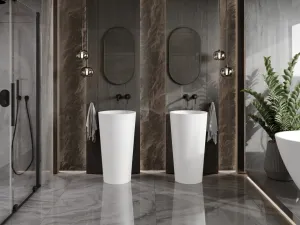 MEXEN - Onyx-01 Voľne stojace umývadlo z liateho mramoru 45 x 45, biela mat 26524500