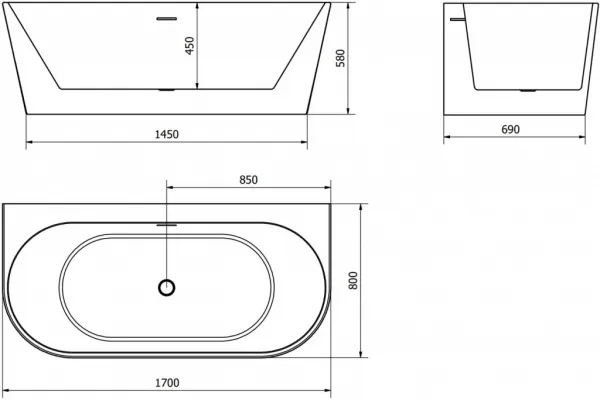 MEXEN Oval+ 170 x 80 cm 52681708000-50