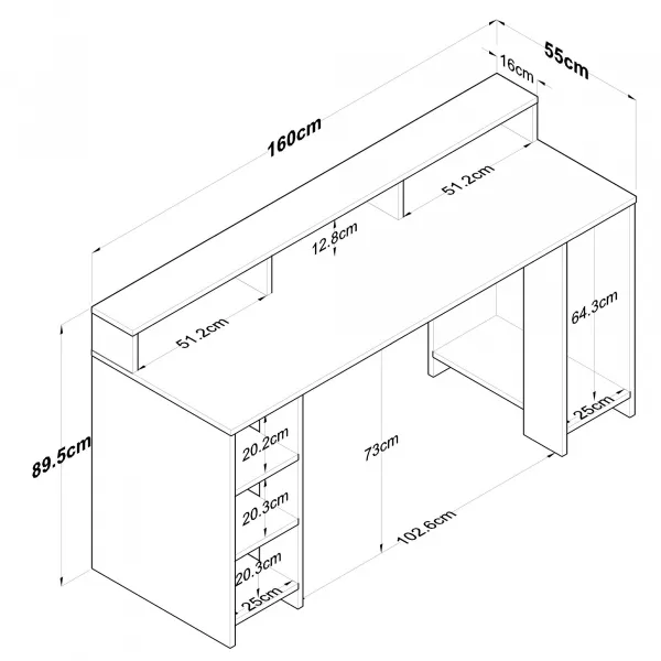 Kalune Design Psací stůl Kalipo 160 cm ořech/antracit