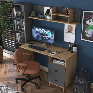 Kalune Design Moderní sada Darah s psacím stolem, knihovnou a policí ořech/antracit