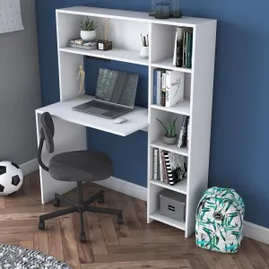 Kalune Design Psací stůl s regálem Hapos 113 cm bílý
