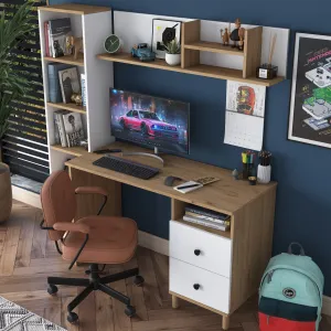 Kalune Design Moderní sada Darah s psacím stolem, knihovnou a policí ořech/bílá
