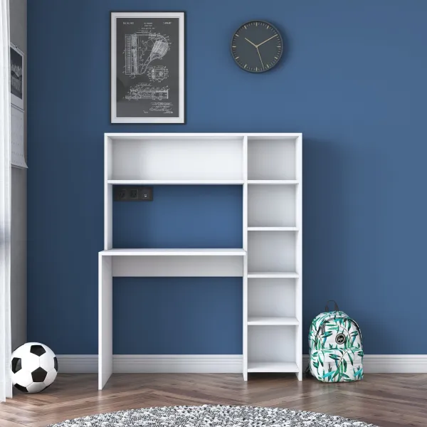 Kalune Design Psací stůl s regálem Hapos 113 cm bílý