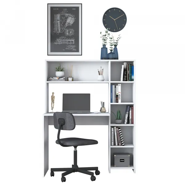 Kalune Design Psací stůl s regálem Hapos 113 cm bílý