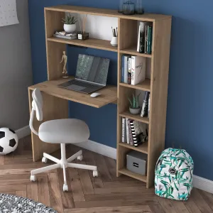 Kalune Design Psací stůl s regálem Hapos 113 cm dub přírodní