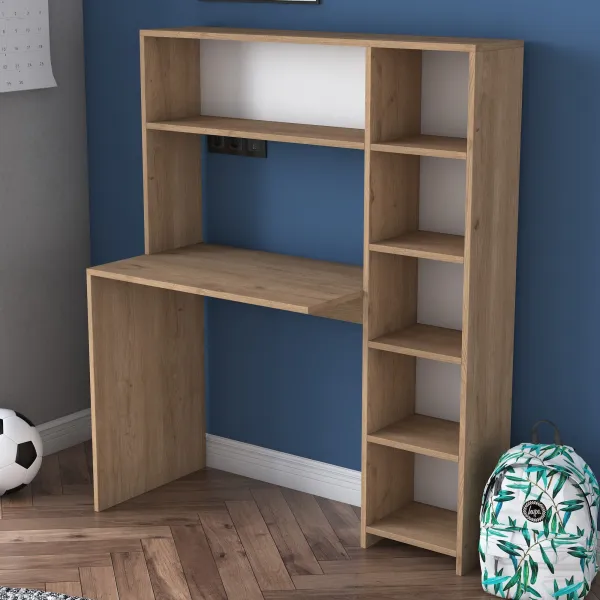 Kalune Design Psací stůl s regálem Hapos 113 cm dub přírodní