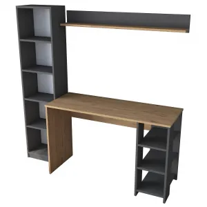 Kalune Design Moderní sada Megis s psacím stolem, knihovnou a policí ořech/antracit