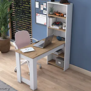 Kalune Design Psací stůl s regálem Jennifer 120 cm bílý/ořech