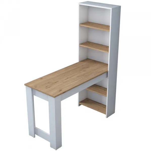 Kalune Design Psací stůl s regálem Jennifer 120 cm bílý/ořech