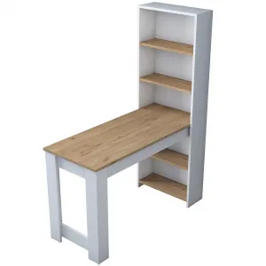 Kalune Design Psací stůl s regálem Jennifer 120 cm bílý/ořech