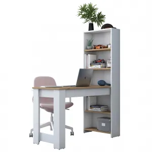 Kalune Design Psací stůl s regálem Jennifer 120 cm bílý/ořech