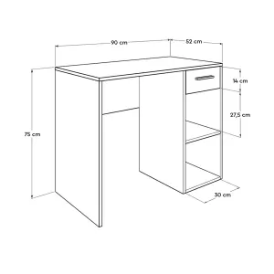 Kalune Design Písací stôl Cesma 90 cm biely