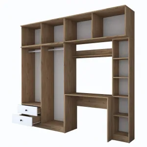 Kalune Design Sada dětského nábytku Baren s psacím stolem, šatní skříní a regálem bílá/ořech