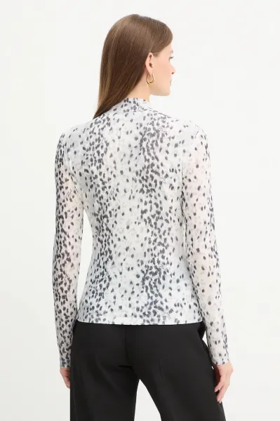 Tričko Karl Lagerfeld Mesh Longsleeve Aop Karl Snow Leopard