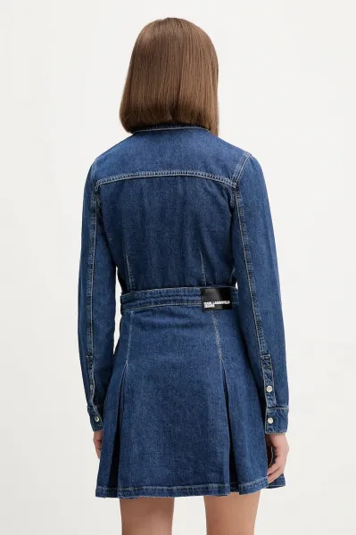 Rifľové šaty Karl Lagerfeld Jeans tmavomodrá farba, mini, áčkový strih, A4W13002