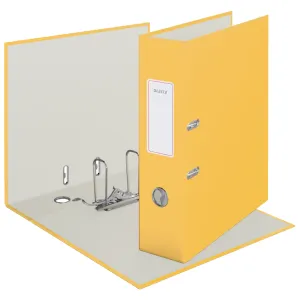 LEITZ Pákový šanón, 80 mm, A4, kartón, 180°, "Cosy Soft Touch", matná žltá