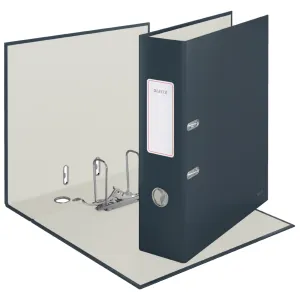 LEITZ Pákový šanón, 80 mm, A4, kartón, 180°, "Cosy Soft Touch", matná sivá
