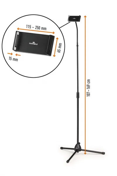 Durable Podlahový stojan na tablet TWIST FLOOR, čierny