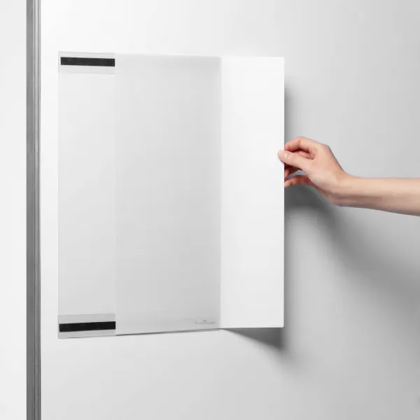 Magnetický držiak dokumetov DURABLE rPET A3 , zasúvateľný, transparentný, 5 ks