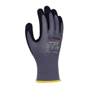 Rukavice pletené, polomáčané DONAU SAFETY Flex-Dotted, kat. II šedé veľ. 9