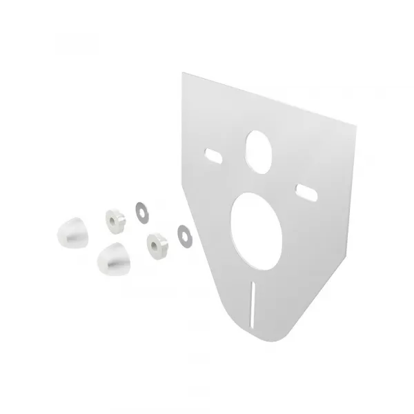 Mereo WC set - Rimless WC hranaté, modul na zamurovanie, biele hranaté tlačidlo MM01SETRB