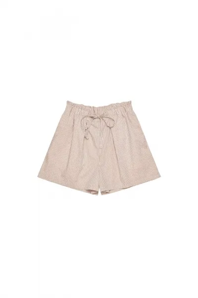 Striped cotton shorts - beige