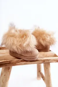 FR1 Detské topánky Snehové topánky s Ariana Béžovou kožušinou