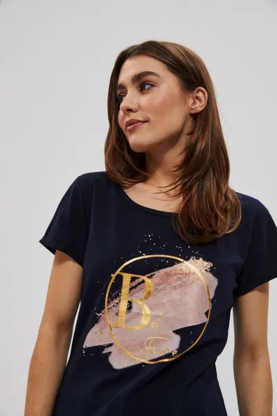 Marisse Women's T-Shirt L-Ts-3725 Navy