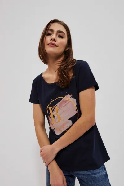 Marisse Women's T-Shirt L-Ts-3725 Navy