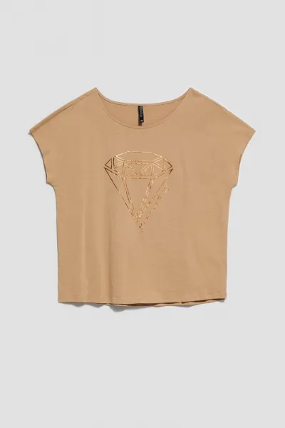 Marisse Women's T-Shirt L-Ts-4042 D.Beige