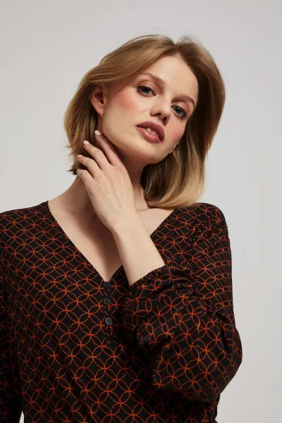 Marisse Blouse With A Geometric Pattern