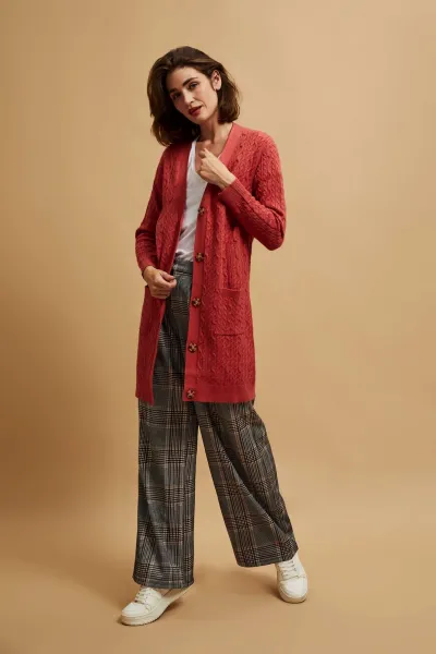 Marisse Long Raspberry Cardigan