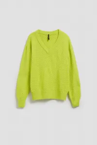 Marisse Lime V-Neck Sweater