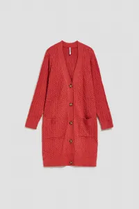 Marisse Long Raspberry Cardigan