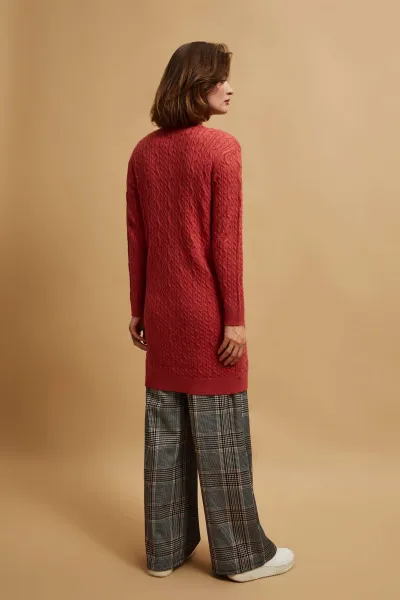 Marisse Long Raspberry Cardigan